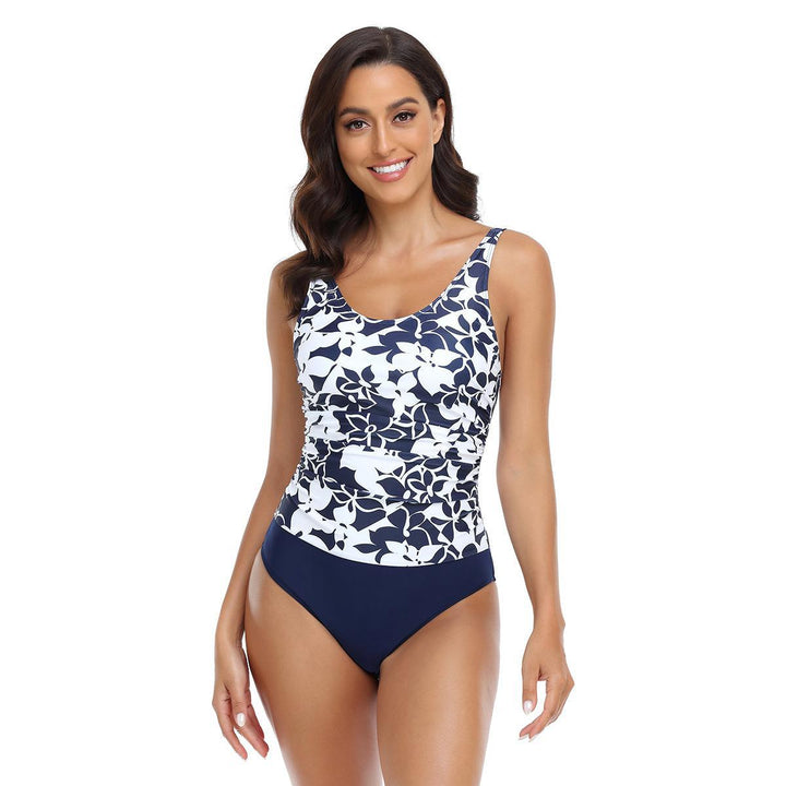 Damen Einteiler Badeanzug mit floralem Design und hohem Bauchweg Drune