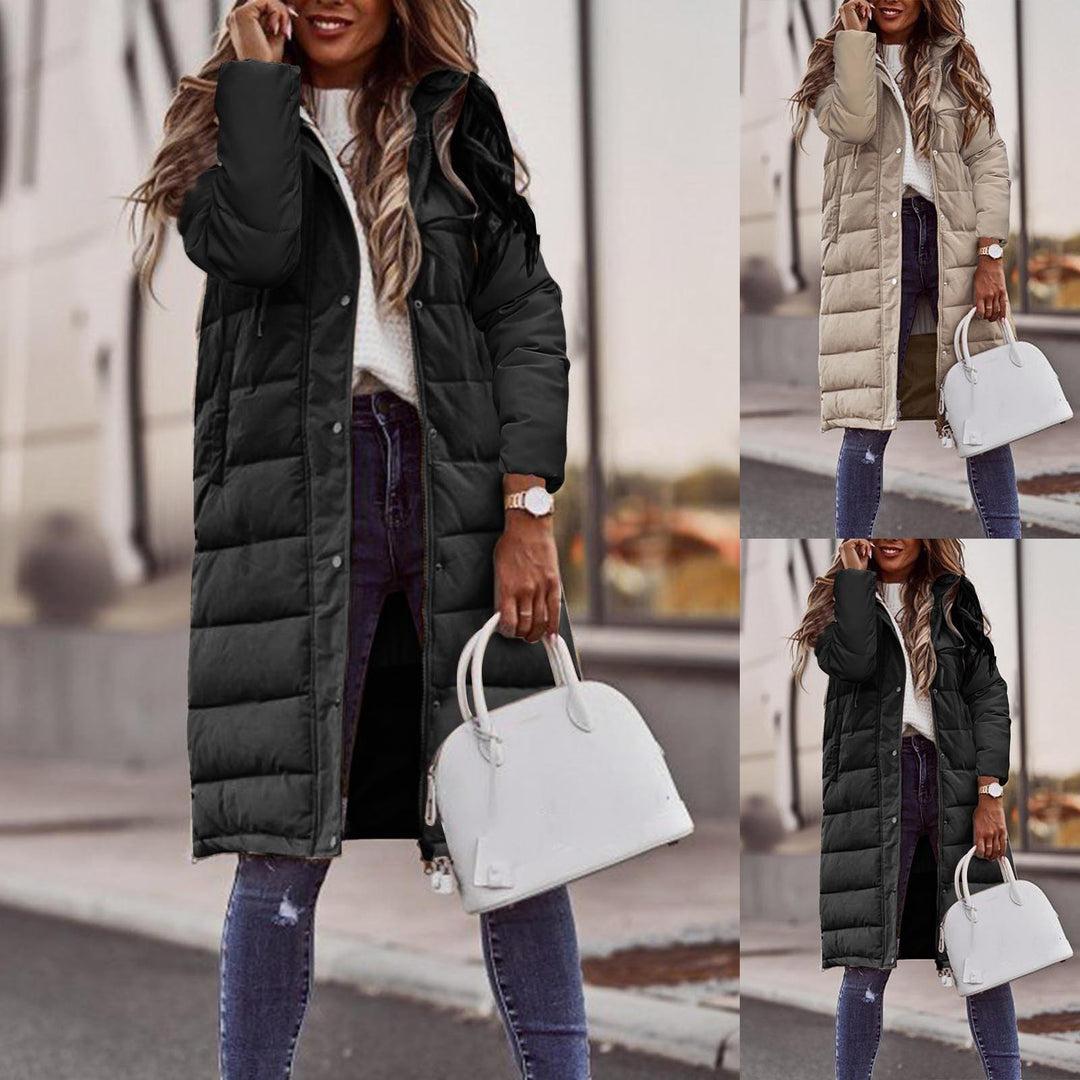 Damen Lange Steppjacke mit hohem Kragen und praktischen Taschen Drune