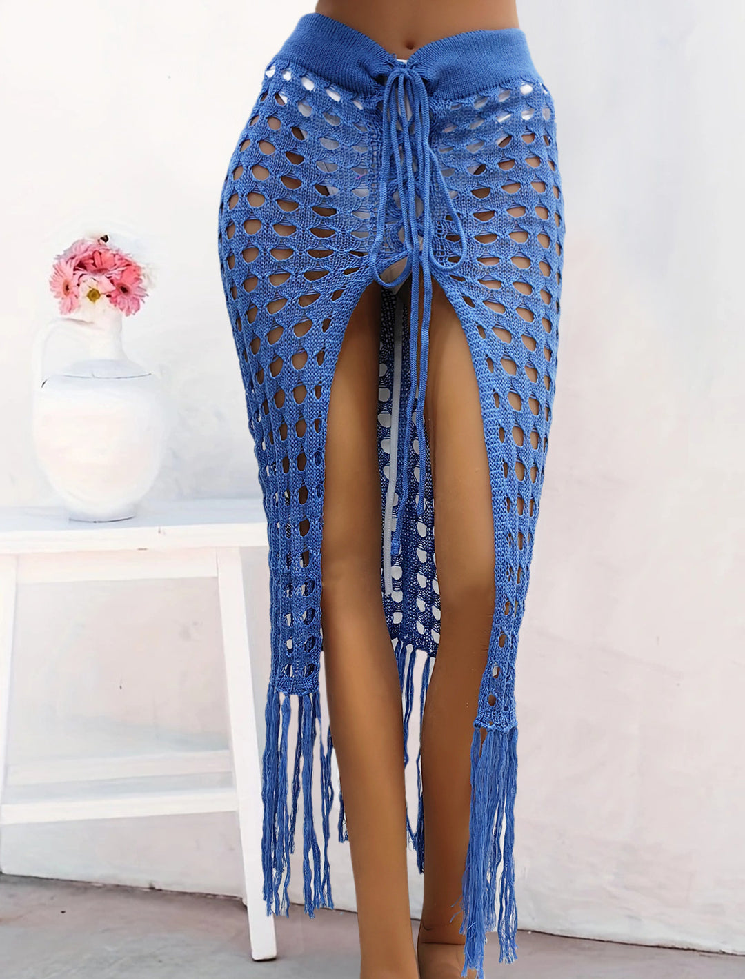 Damen gehäkelter Strand-Sarong mit Fransen Drune