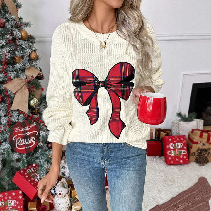 Damen Strickpullover mit festlichem Schleifendruck Drune