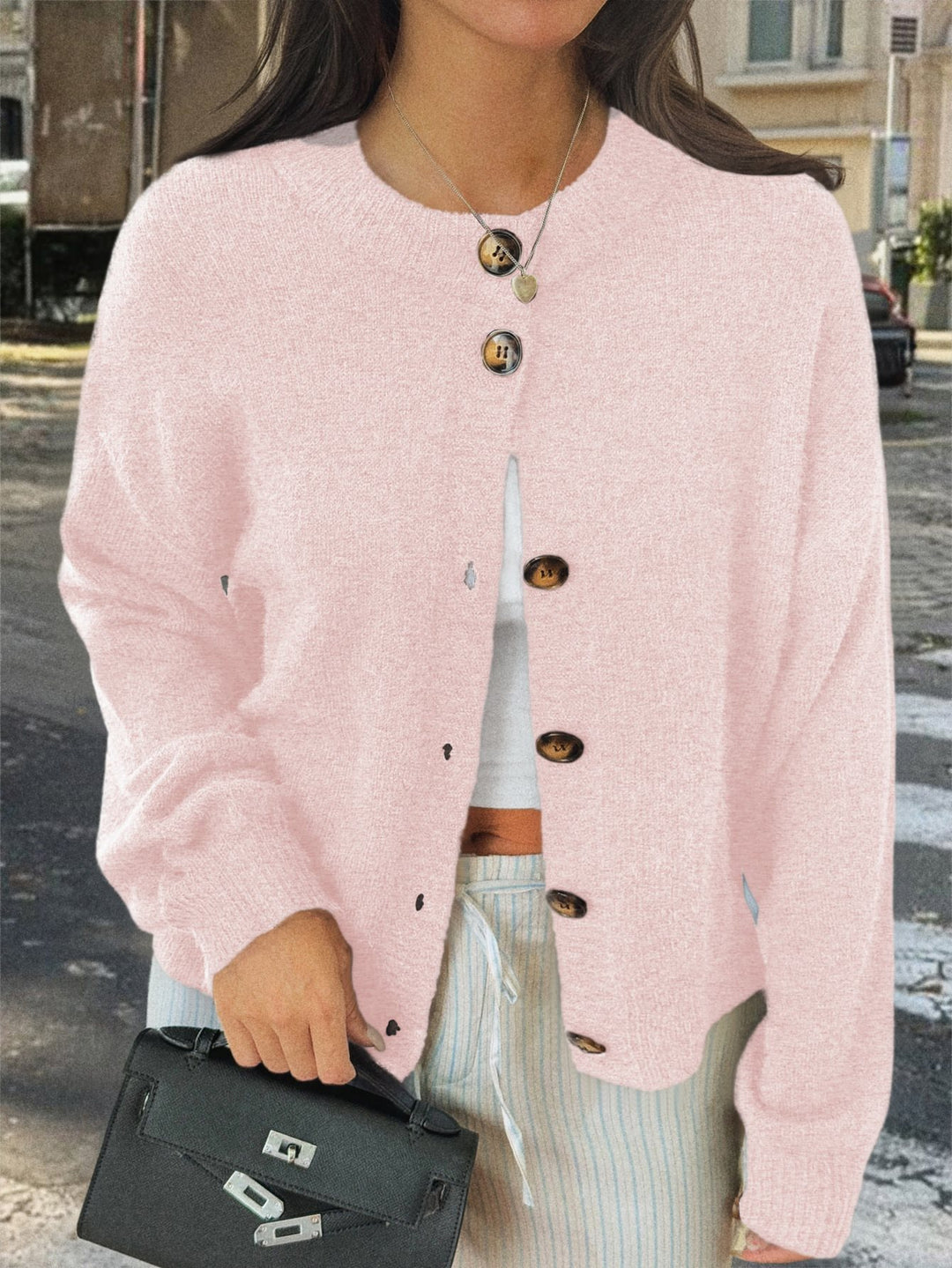 Damen Strickjacke mit Knopfdetails und lässigem Schnitt Drune