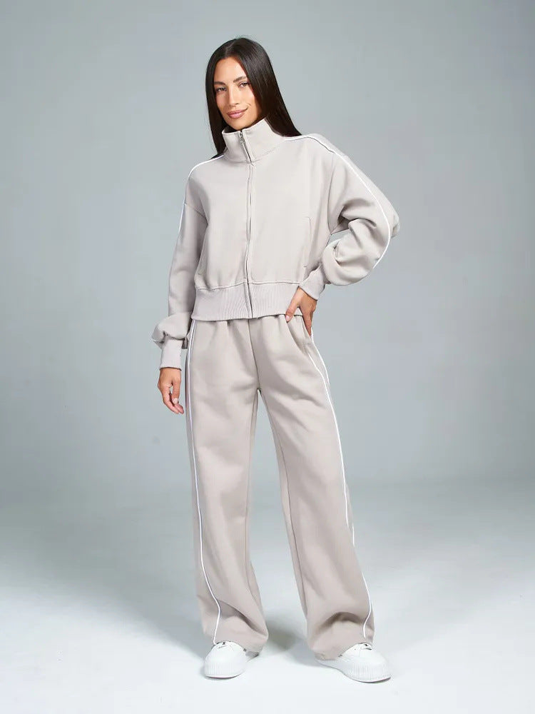 Damen Hochwertiger Sport-Loungewear-Anzug mit Stehkragen Drune