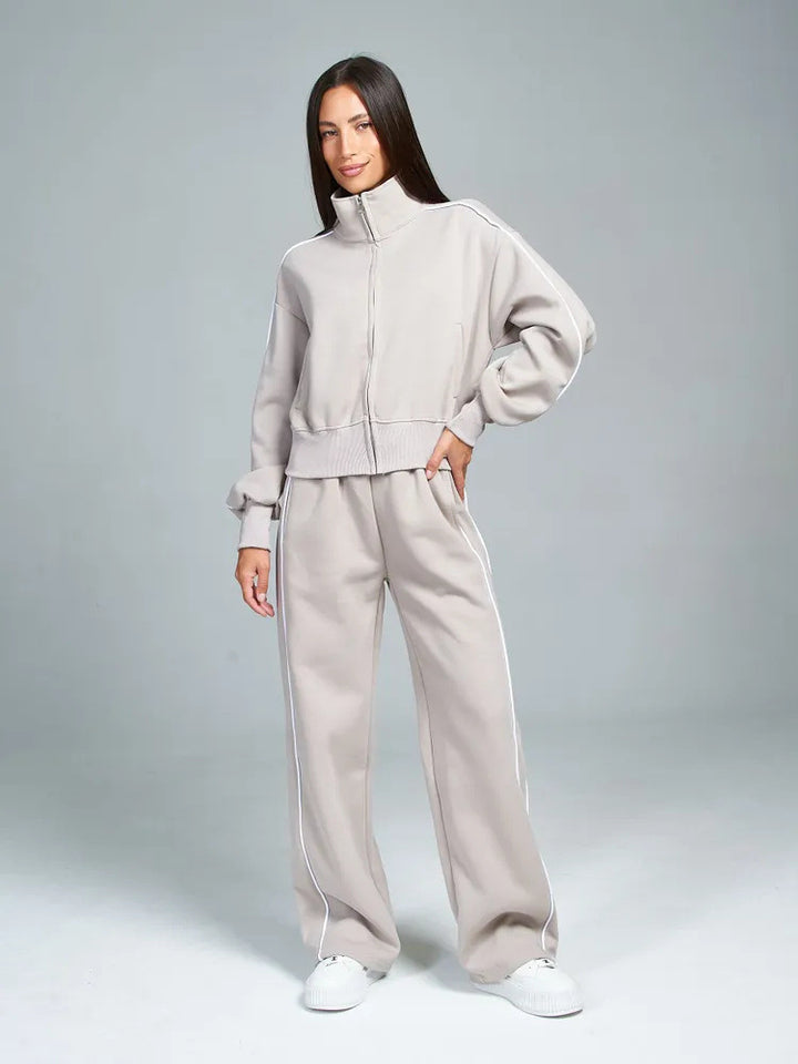 Damen Hochwertiger Sport-Loungewear-Anzug mit Stehkragen Drune