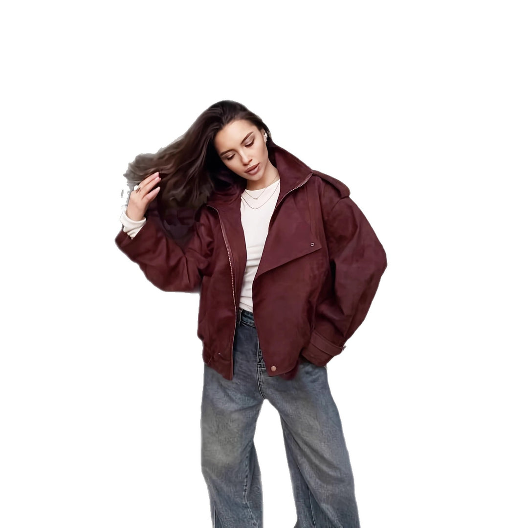 Damen modische Steppjacke mit hohem Kragen und seitlichen Taschen Drune