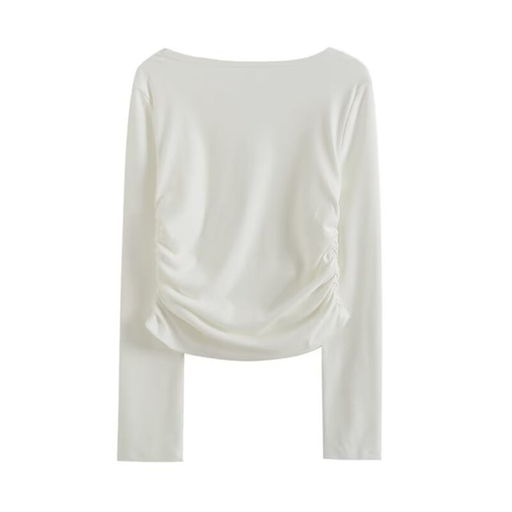 Damen Langarmshirt mit eleganter Raffung und U-Boot Ausschnitt Drune