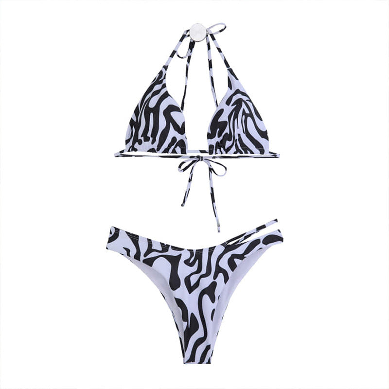 Damen Triangel-Bikini mit trendy Animal-Print und verstellbaren Trägern Drune