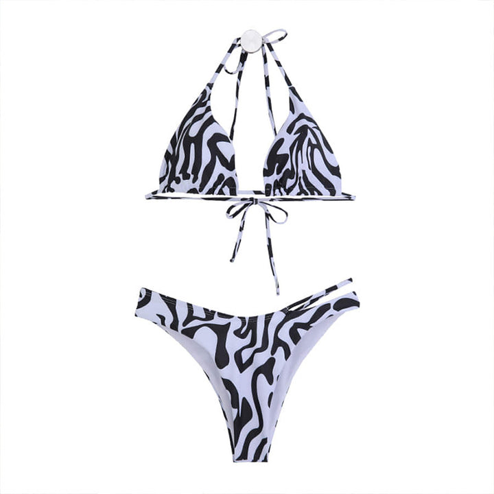 Damen Triangel-Bikini mit trendy Animal-Print und verstellbaren Trägern Drune