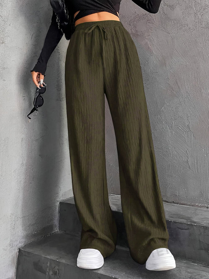 Damen Weit geschnittene Plissee-Hose mit elastischem Bund und praktischen Eingrifftaschen Drune