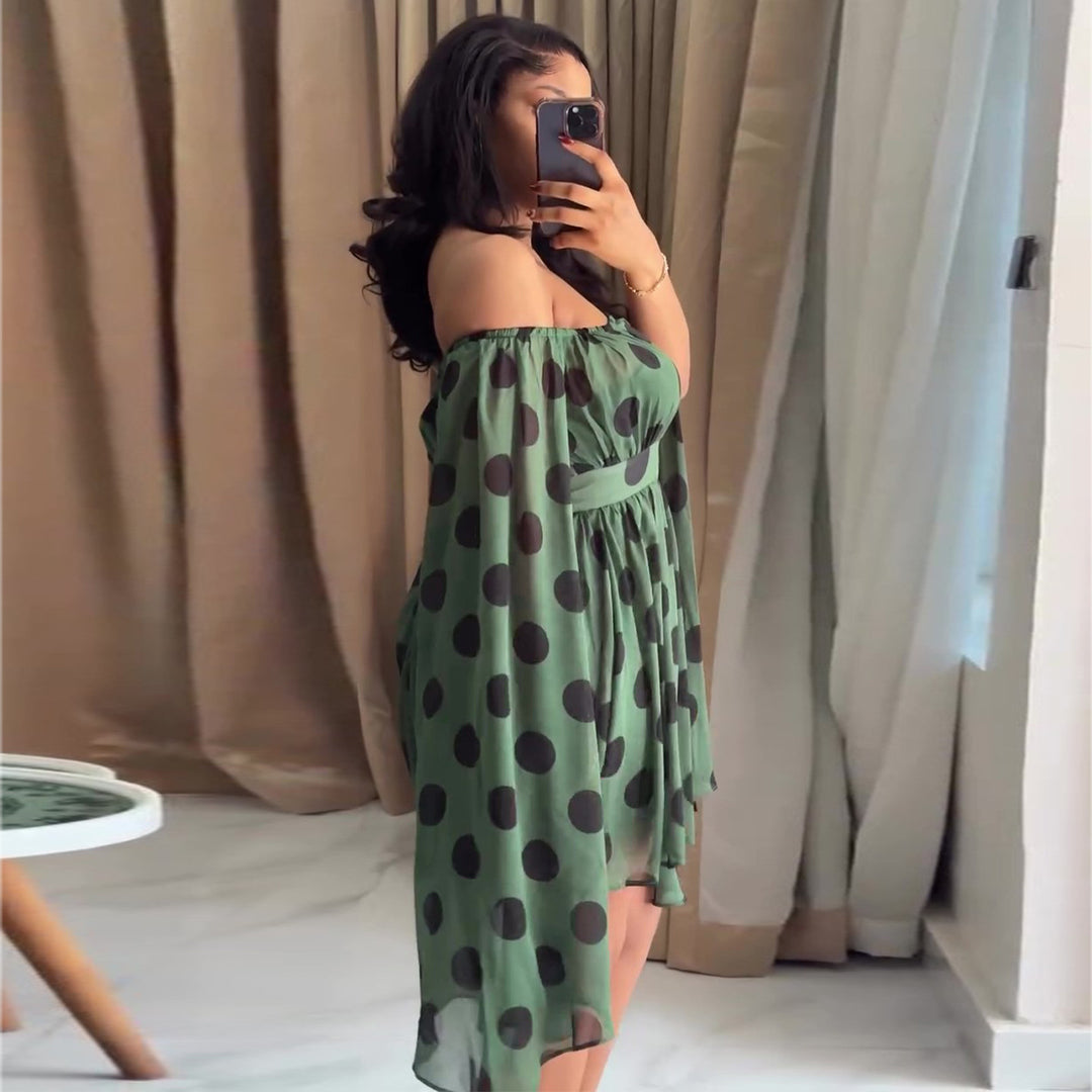 Damen Minikleid mit aufregendem Off-Shoulder Design und weit geschnittenen Ärmeln Drune