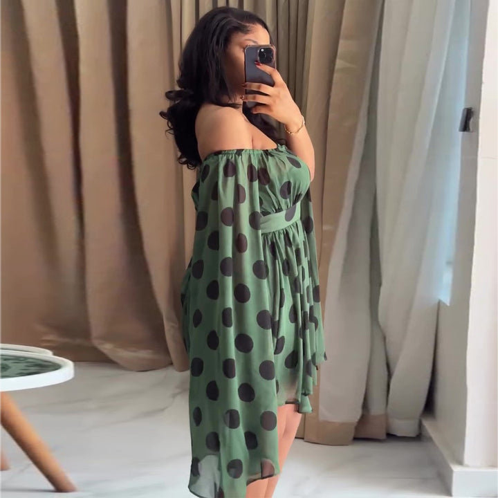 Damen Minikleid mit aufregendem Off-Shoulder Design und weit geschnittenen Ärmeln Drune