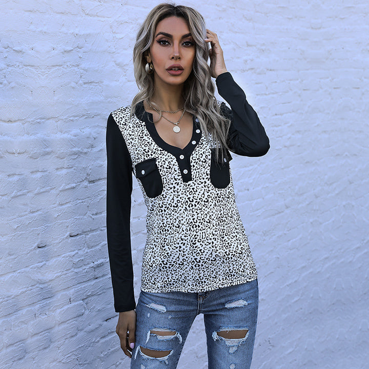 Damen Langarmshirt mit raffiniertem Leoprint und praktischen Taschen Drune