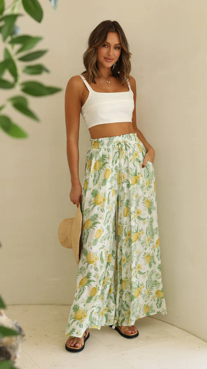 Damen Weite Palazzo-Hose mit elastischem Bund und praktischen Taschen Drune