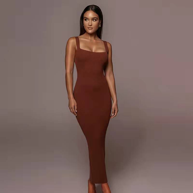 Damen Langärmliges Knielanges Strickkleid Drune