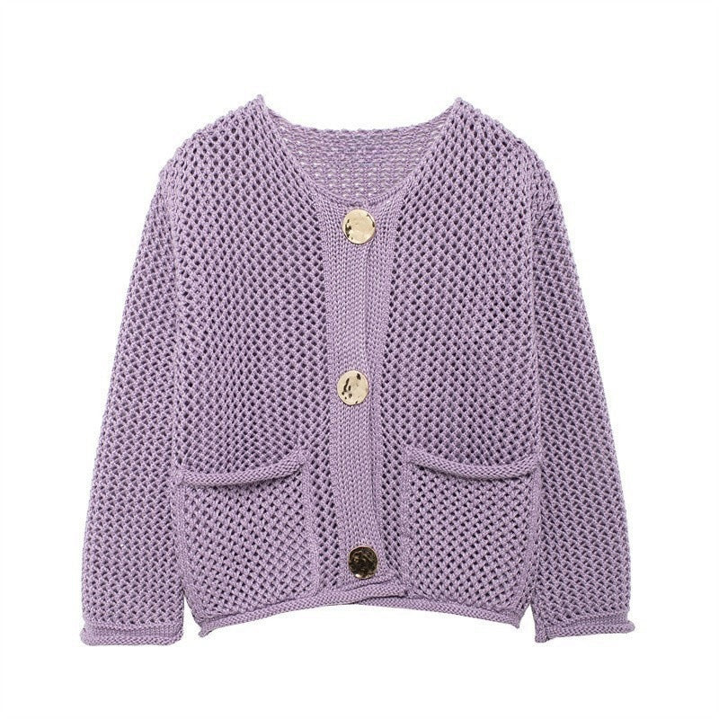 Damen Strickjacke mit offener Maschenstruktur und komfortablen Taschen Drune
