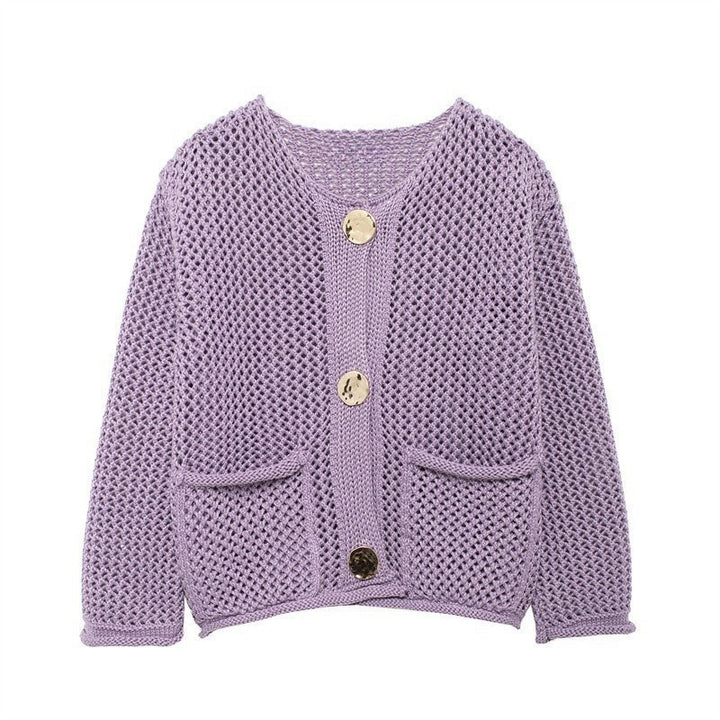 Damen Strickjacke mit offener Maschenstruktur und komfortablen Taschen Drune