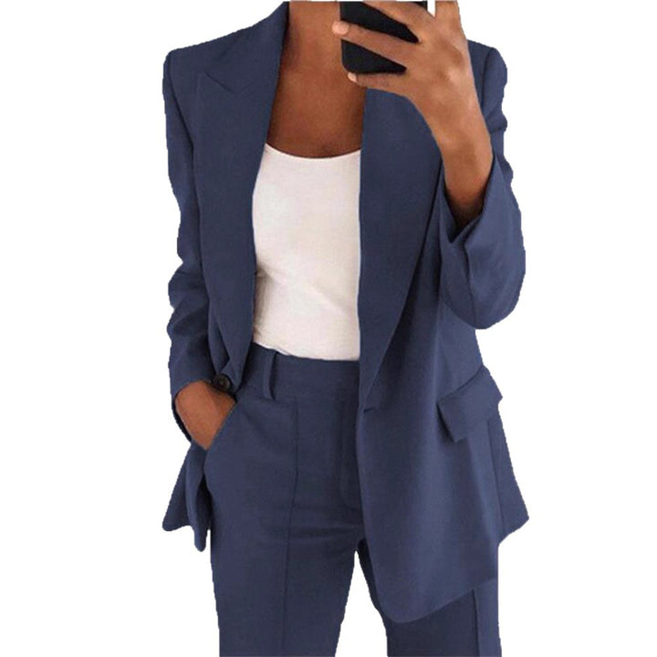 Damen nan taillierter Blazer-Hosen Businessanzug aus Stretchstoff Drune