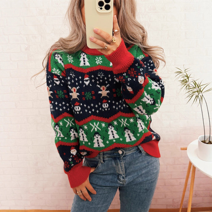 Damen Weihnachtspullover mit fröhlichem Motiv und lässigem Schnitt Drune