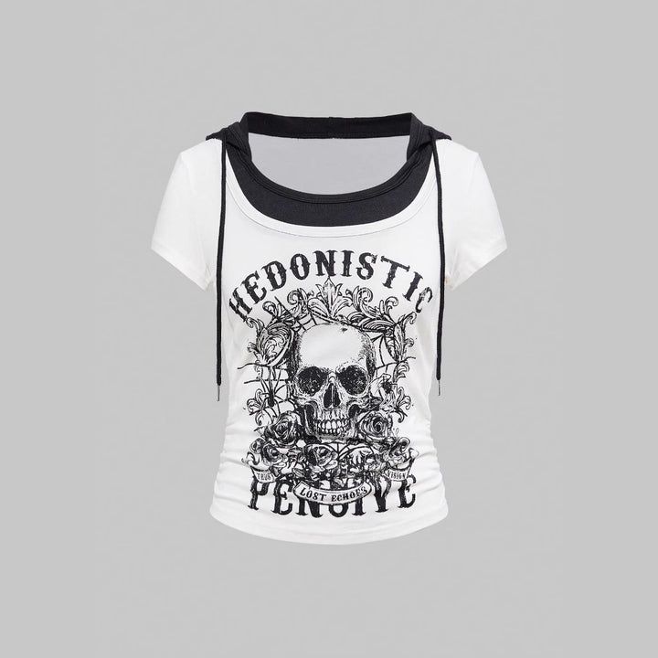 Damen Grafik T-Shirt mit Distressed Skull-Design Drune