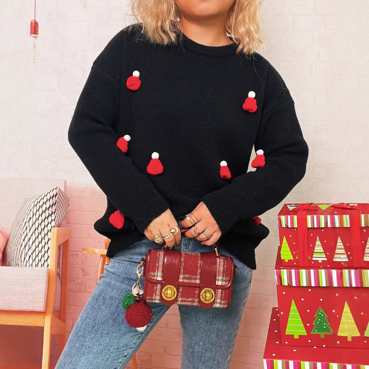 Damen kuscheliger Weihnachtspullover mit festlichen Applikationen Drune