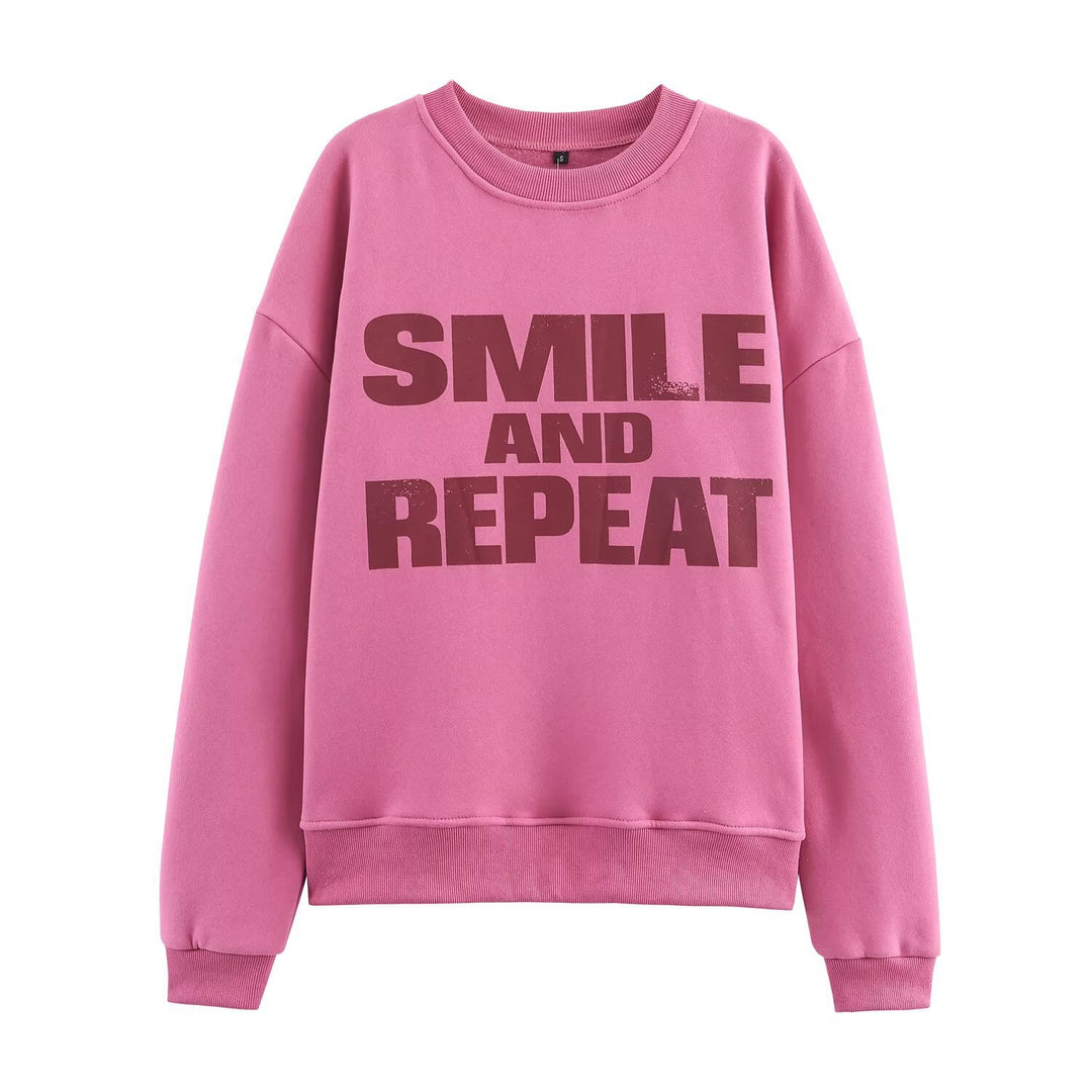 Damen lässiger Sweatshirt mit Statement-Druck Drune