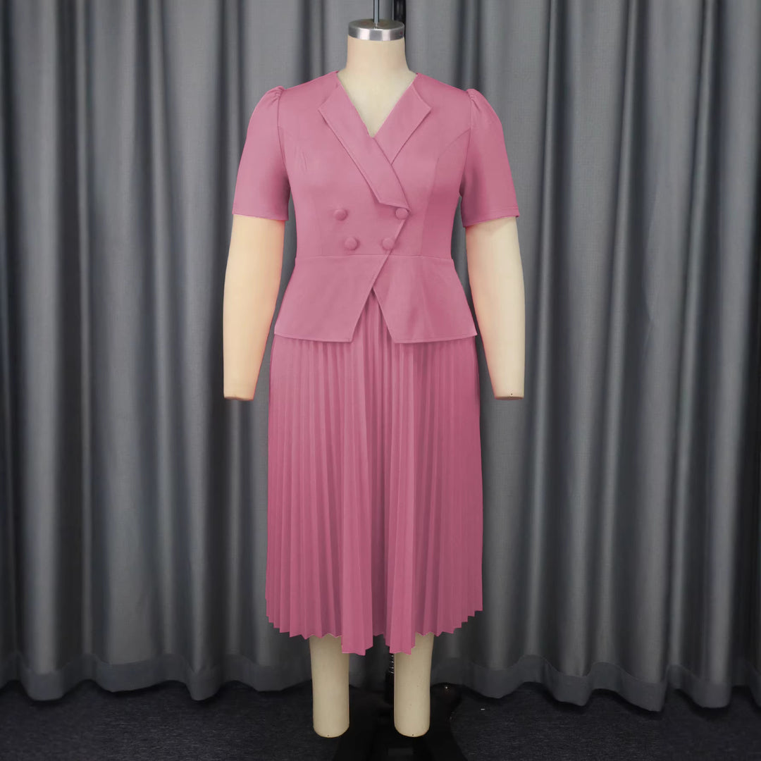Damen elegantes Blazer-Kleid mit plissiertem Rock Drune