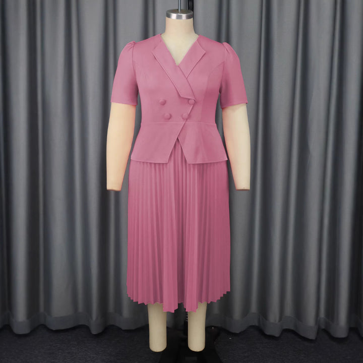 Damen elegantes Blazer-Kleid mit plissiertem Rock Drune