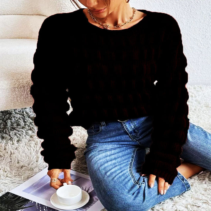 Damen Strickpullover mit modernen Rastermuster Drune