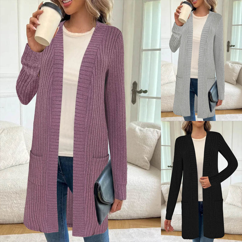 Damen Strickjacke mit asymmetrischem Saum und praktischen Taschen Drune