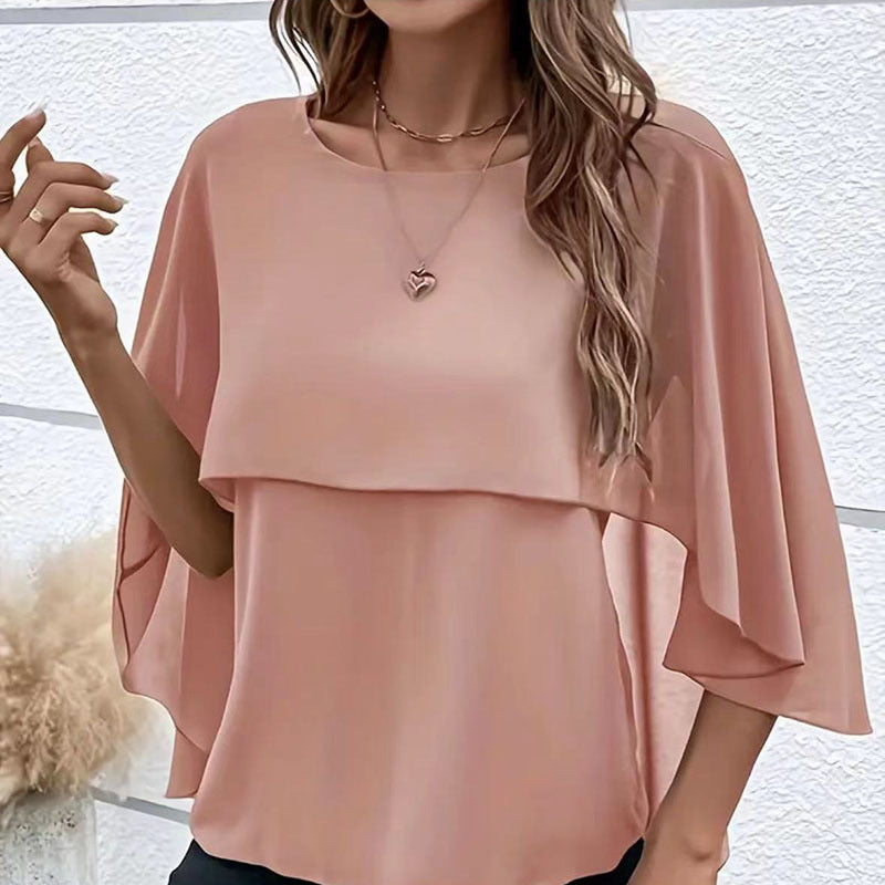 Damen Stilvolles Oberteil mit fließendem Schnitt und elegantem Überwurf Drune