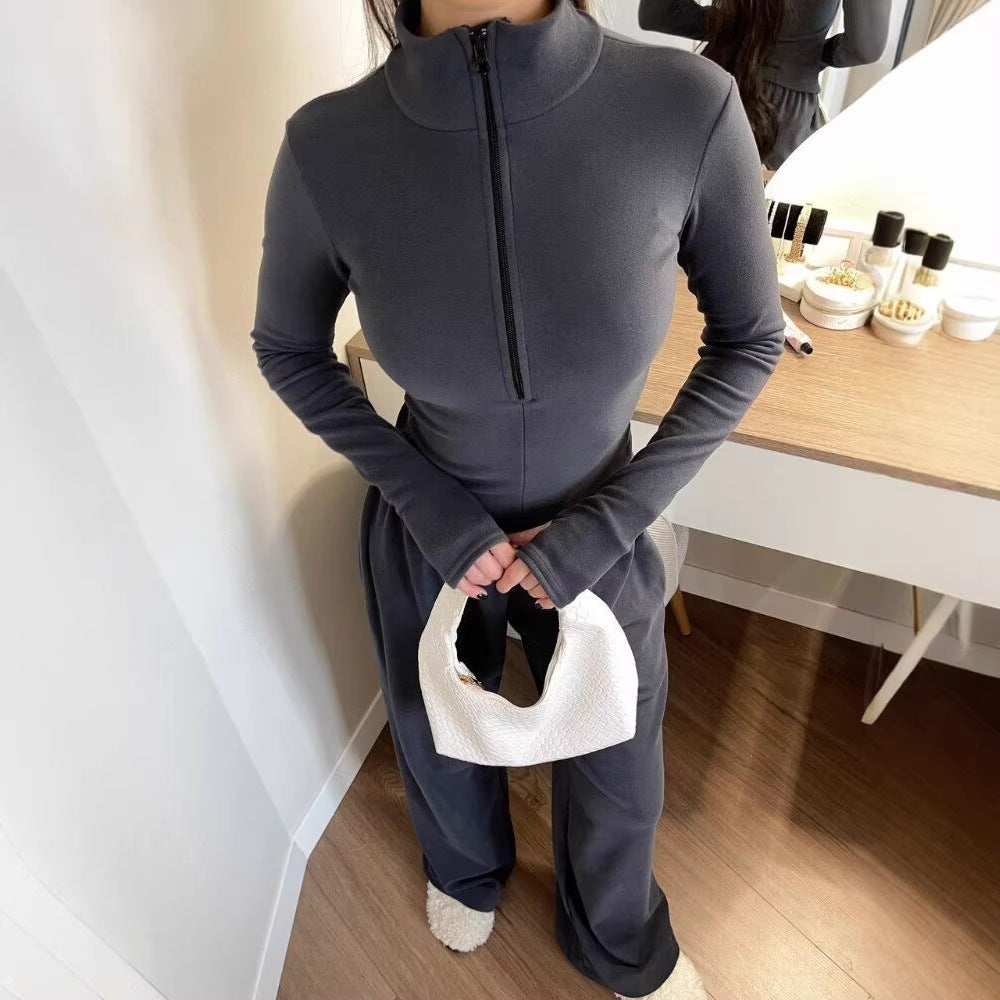 Damen Sportanzug mit modischem Zipper und langem Arm Drune