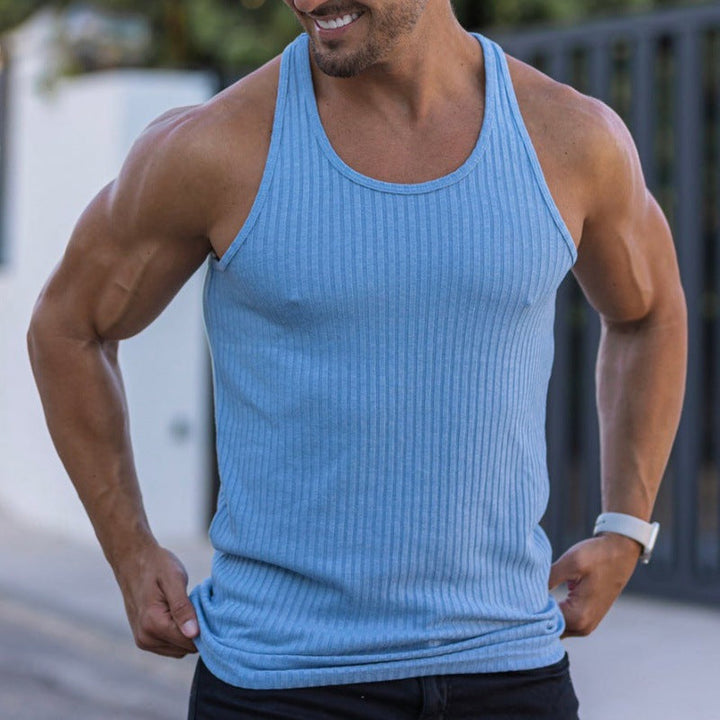 Herren nan geripptes Muskelshirt mit U-Ausschnitt und stretchigem Baumwollmix Drune
