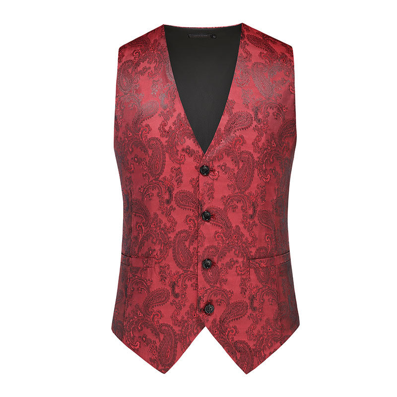 Herren nan feine Jacquard-Anzugweste mit V-Ausschnitt, Zierknöpfen und schmaler Silhouette Drune