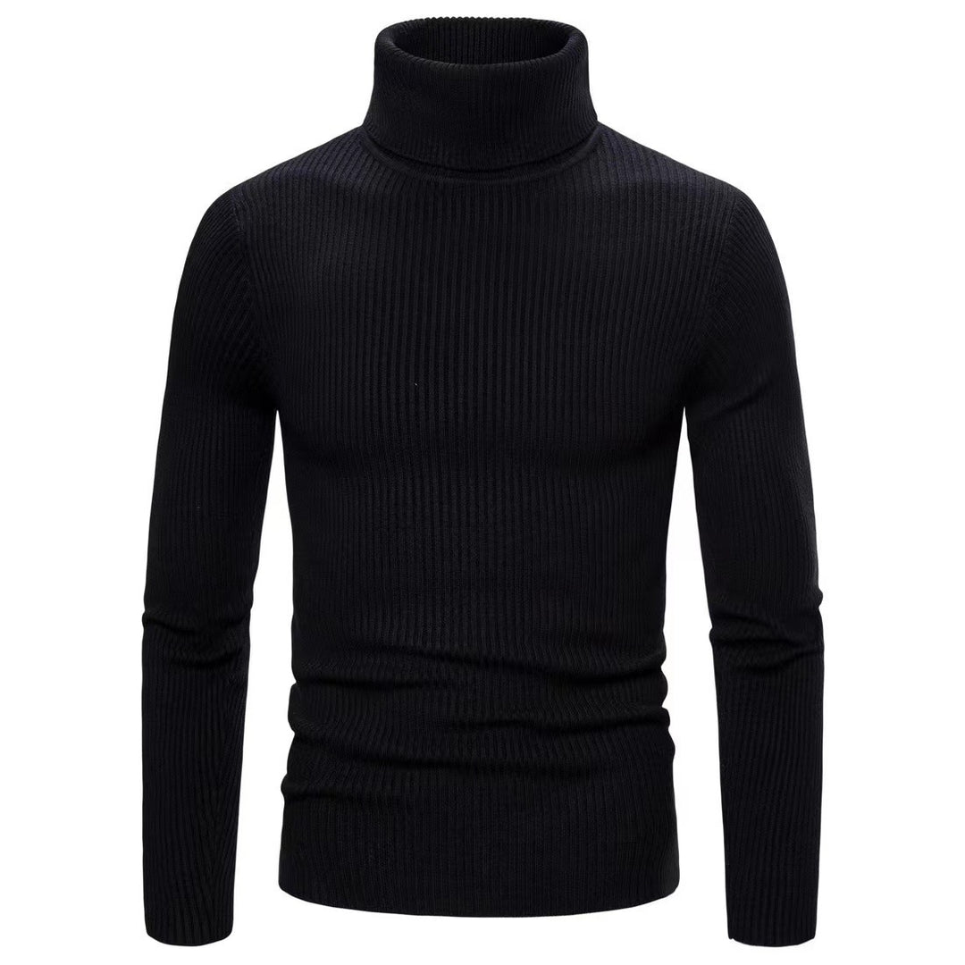 Herren hochwertiger Rollkragenpullover aus feinem Rippstrick Drune