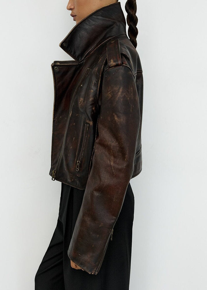 Drune | Leder Gekürzte Bikerjacke