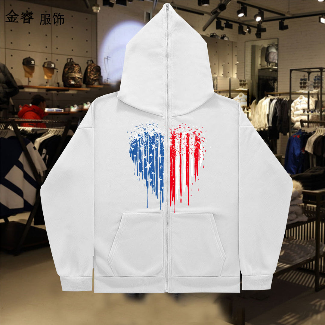 Damen Kapuzenjacke mit einzigartigem Herzmotiv und Reißverschluss Drune