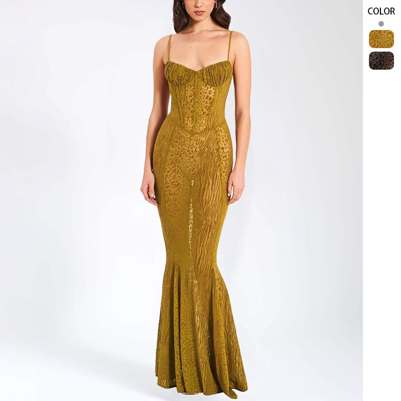 Damen Elegantes Bodycon-Maxi-Kleid mit raffiniertem Bustier-Oberteil und schwingendem Saum Drune
