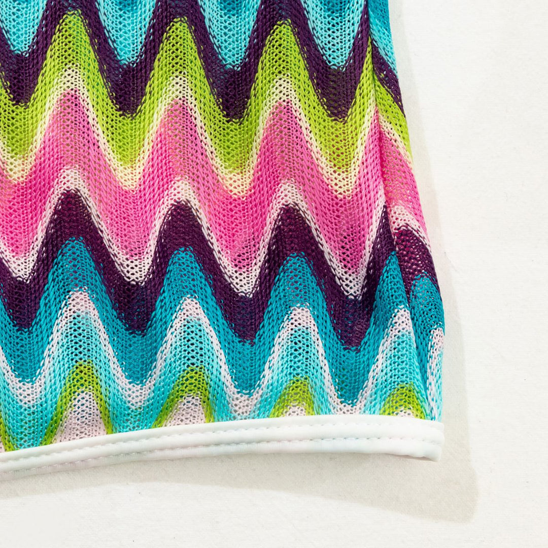 Damen Bunt gemustertes Crop-Top und Rock-Set Drune