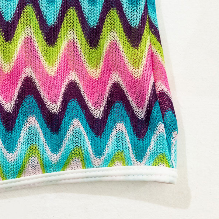 Damen Bunt gemustertes Crop-Top und Rock-Set Drune