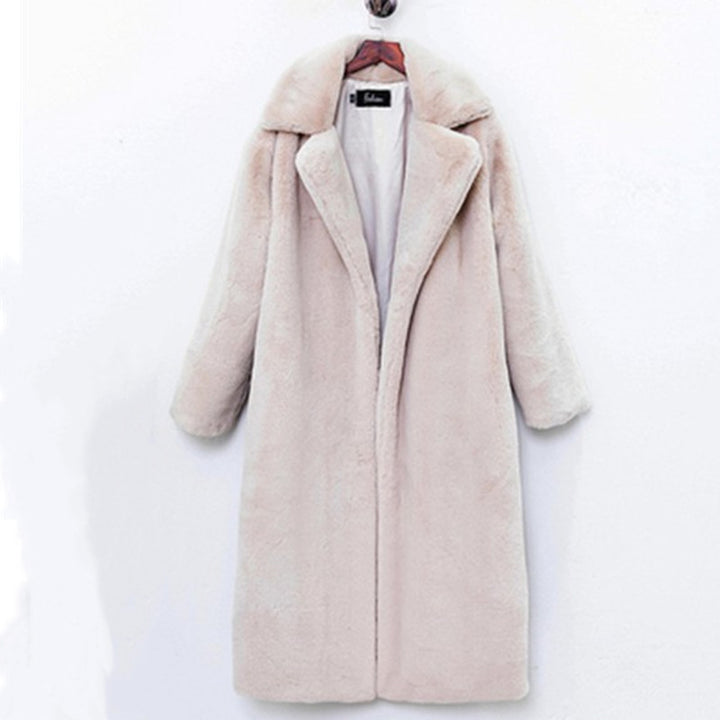 Damen Langer Teddy-Mantel mit breitem Revers und elegantem Schnitt Drune