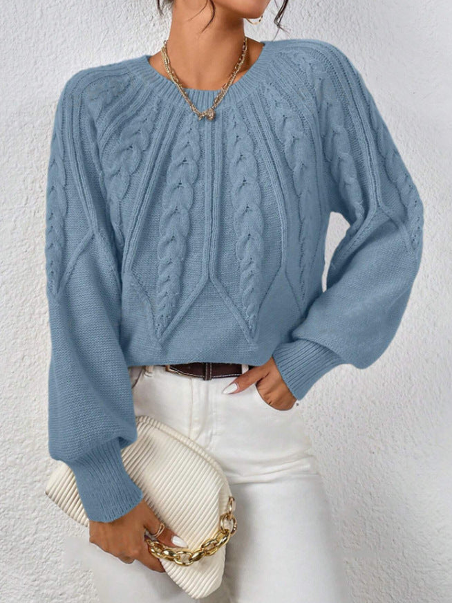 Damen Grobstrickpullover mit detailverliebtem Zopfmuster und weitem Schnitt Drune