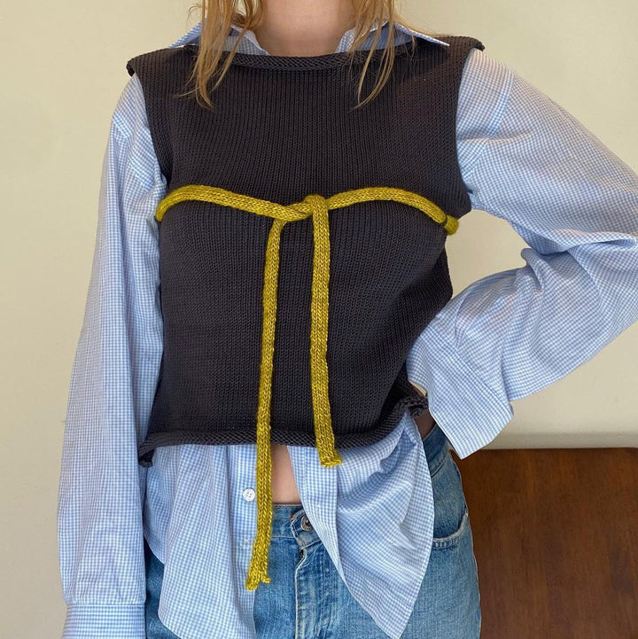 Damen Strickoberteil mit raffinierten Knoten- und Schleifendetails Drune