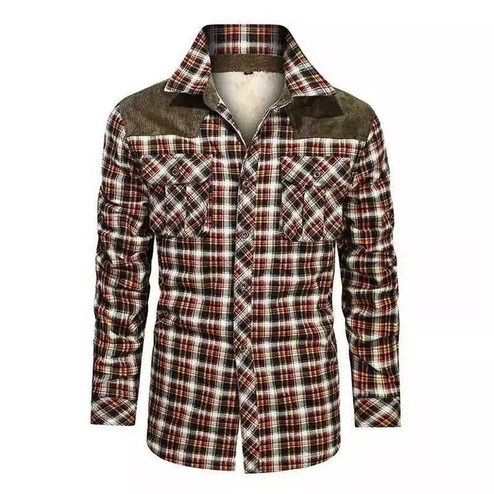 Herren warme Flanellhemdjacke mit gefütterten Taschen Drune