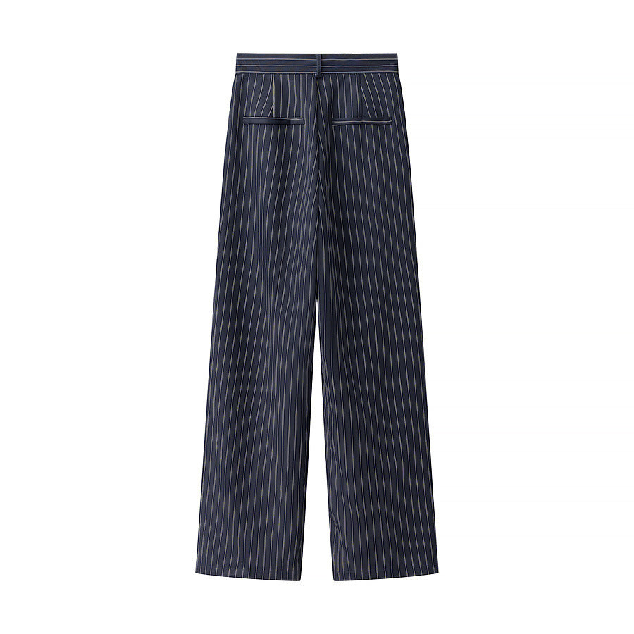 Damen Hochtaillierte Stoffhose mit elegantem Streifenmuster Drune