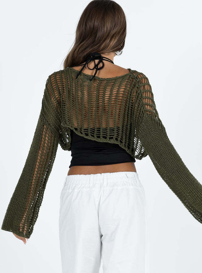 Damen luftige gehäkelte Strickjacke mit weiten Ärmeln Drune