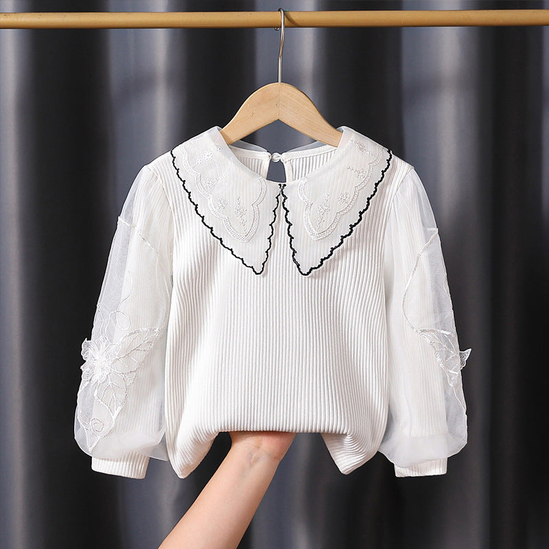 Damen gemütliches Sweatshirt mit transparenten Puffärmeln Drune