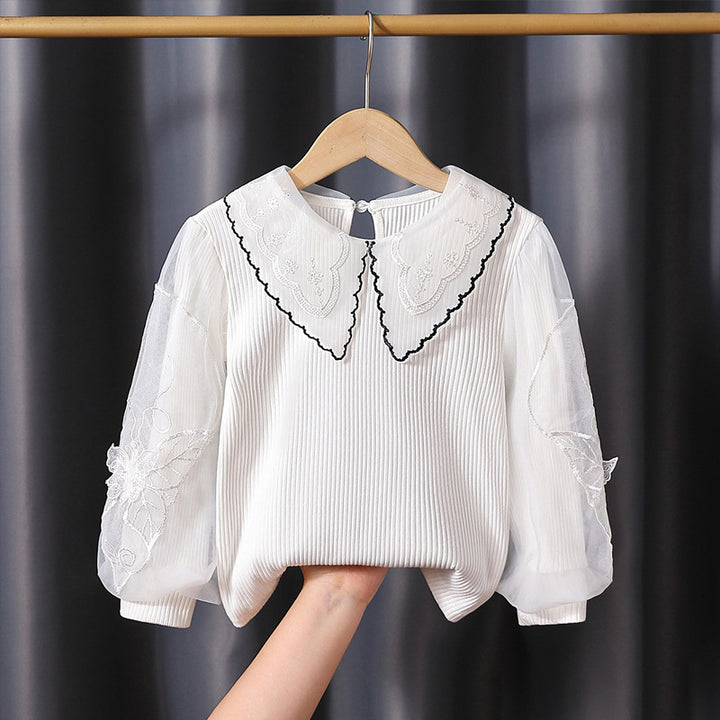 Damen gemütliches Sweatshirt mit transparenten Puffärmeln Drune