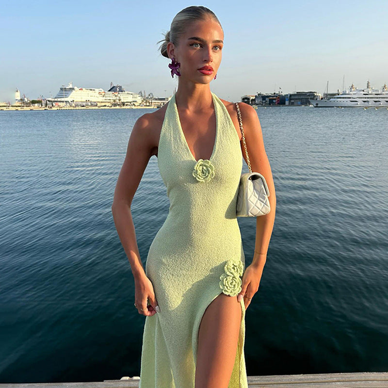 Damen verführerisches Strandkleid mit floralen Akzenten Drune