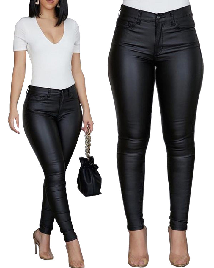 Damen figurbetonte High-Waist Hose Drune