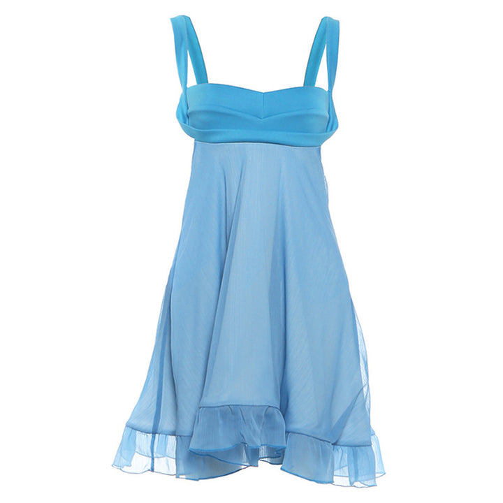 Damen Chiffonkleid mit fließendem Saum und herzförmigem Ausschnitt Drune
