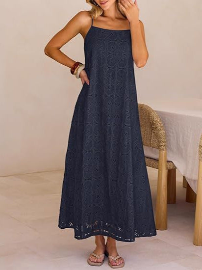 Damen Maxikleid mit filigranem Lochmuster Drune